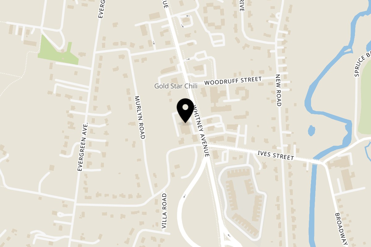 Map showing the location of Donburiya Cafe on 3000 Whitney Ave in Hamden